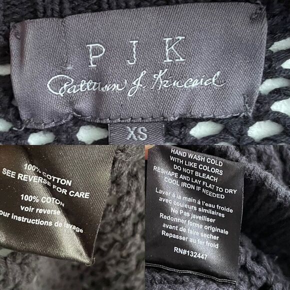 Pjk Patterson J. Kincaid Cotton Scoop Neck Knit Mesh High Low Sweater Black XS - Picture 5 of 5